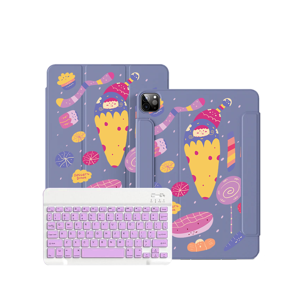 ฝาพับคีย์บอร์ดไร้สายสำหรับ iPad / Android - Dessert Doodle