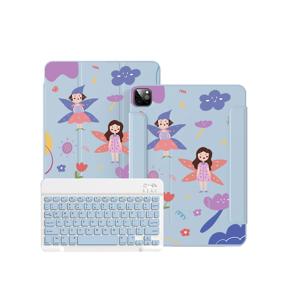 ฝาพับคีย์บอร์ดไร้สายสำหรับ iPad / Android - ลายนางฟ้า