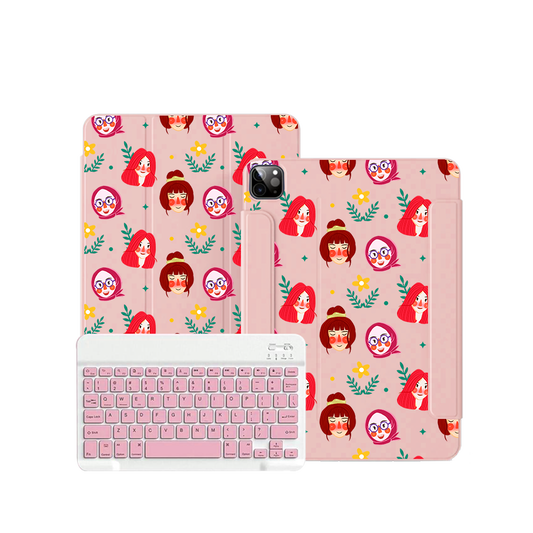 ฝาพับคีย์บอร์ดไร้สายสำหรับ iPad / Android - Lovely Faces