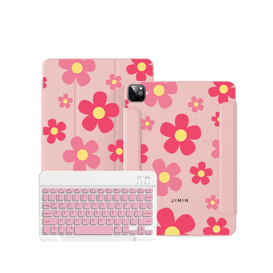 ฝาพับคีย์บอร์ดไร้สายสำหรับ iPad / Android - Daisy Blush