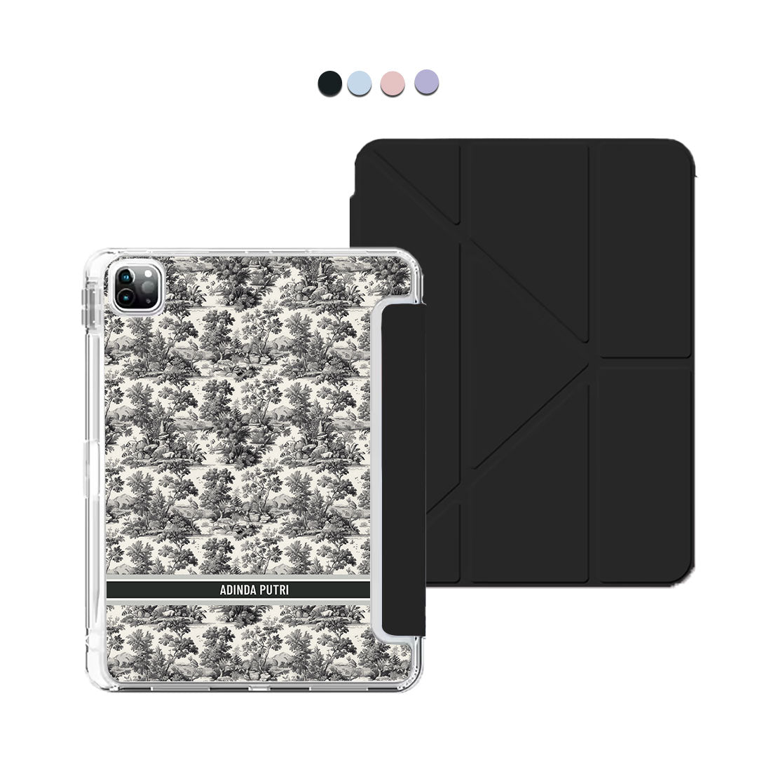 iPad Y-Fold Flip Cover - Toile du Juoy Nature
