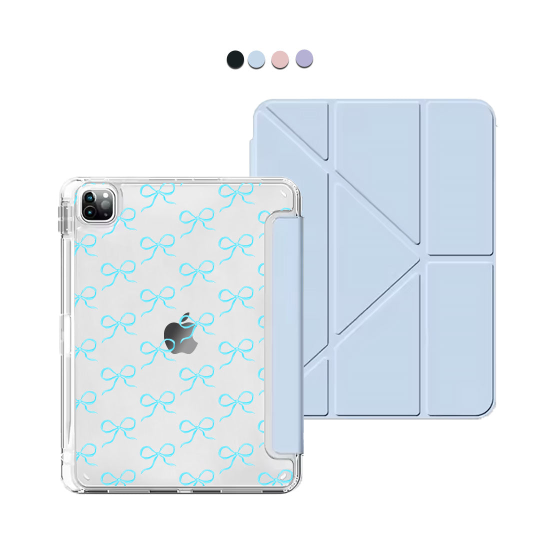 iPad Y-Fold Flip Cover - Coquette Blue Bow