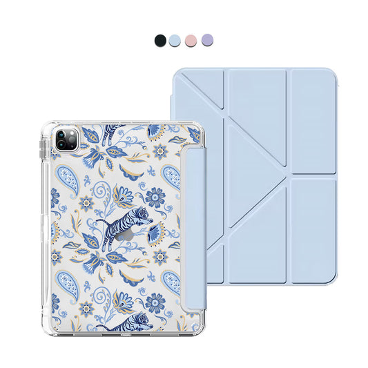 iPad Y-Fold Flip Cover - Tiger & Floral