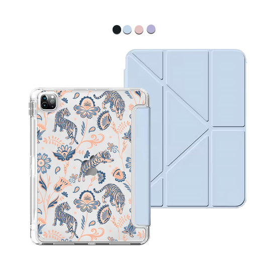 iPad Y-Fold Flip Cover - Tiger & Floral 5.0