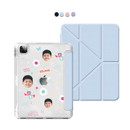 iPad Y-Fold Flip Cover - Face Grid Abstract