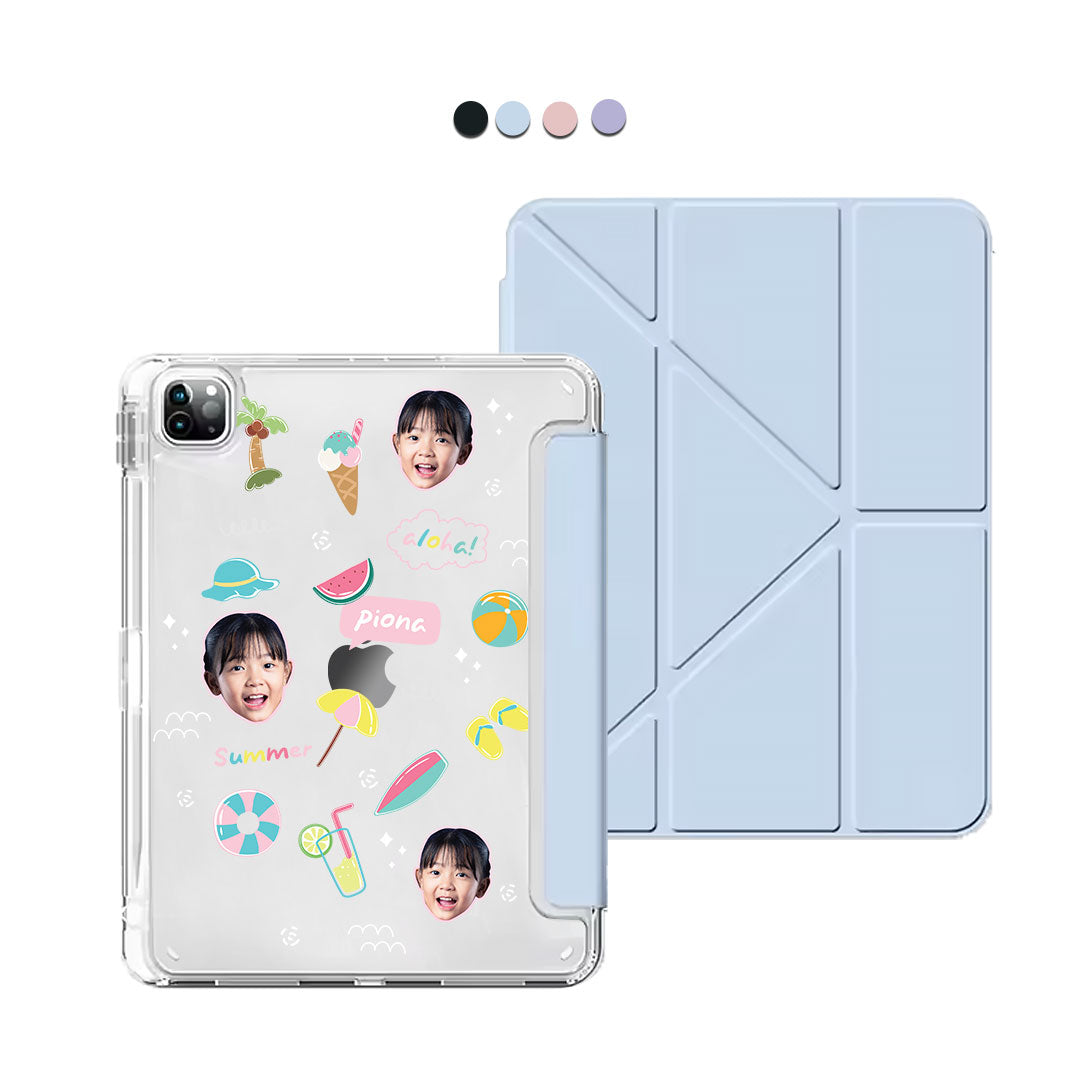 iPad Y-Fold Flip Cover - Face Grid Summer