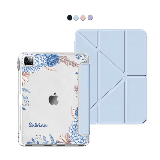 iPad Y-Fold Flip Cover - Blue Florals