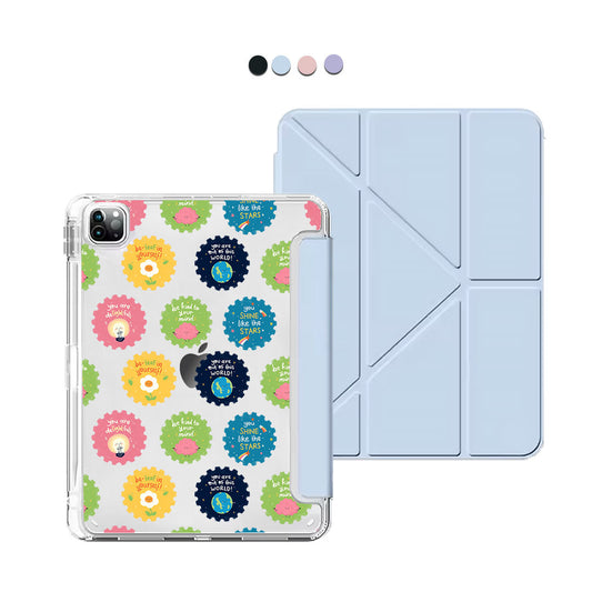 iPad Y-Fold Flip Cover - Quotes Stamps