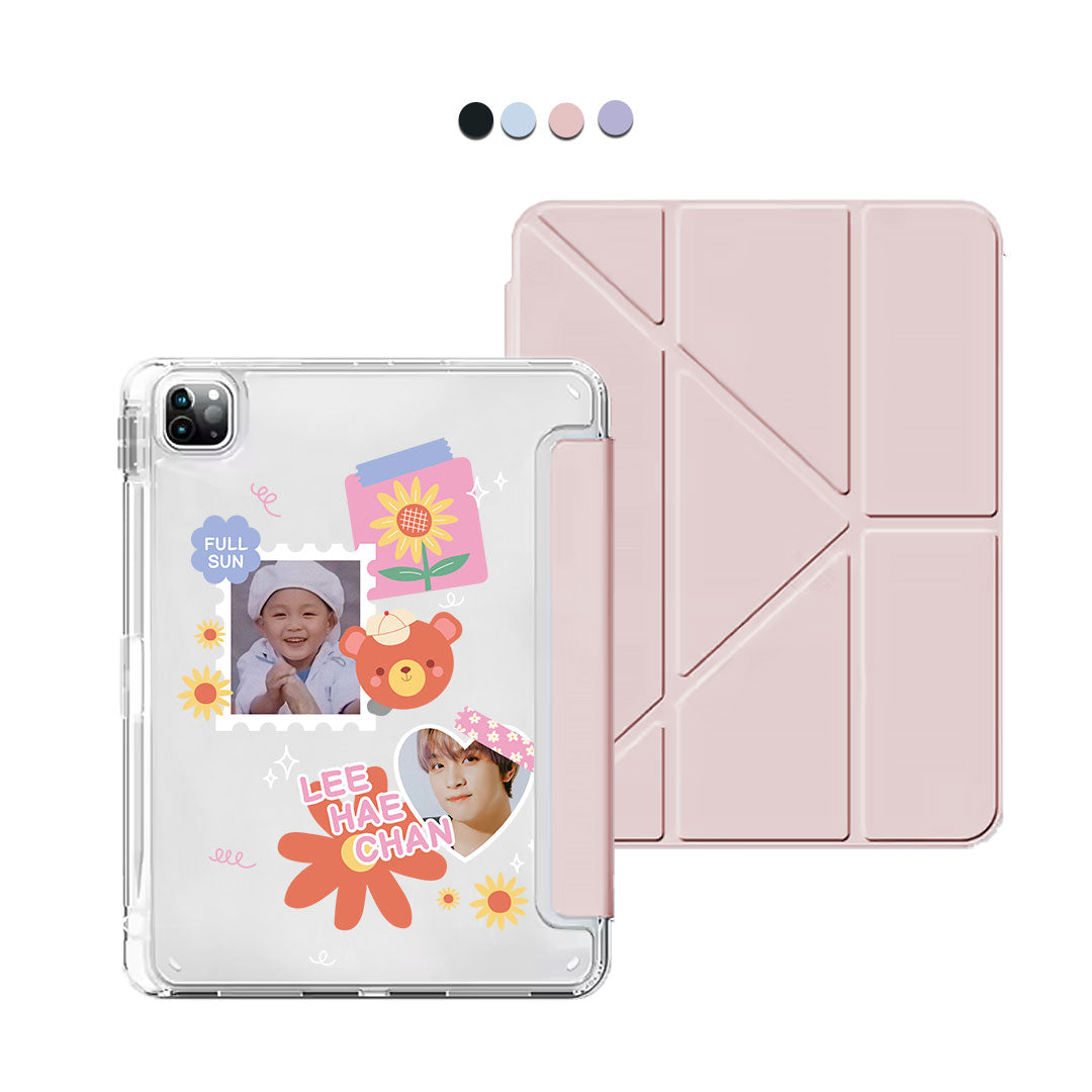 iPad Y-Fold Flip Cover - Face Grid Sunflower