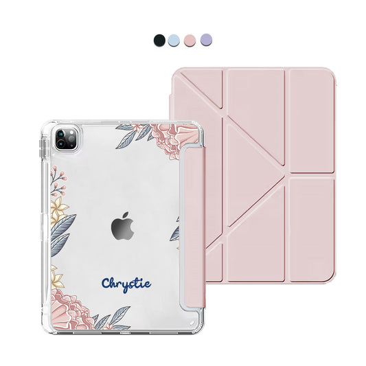iPad Y-Fold Flip Cover - Pink Florals