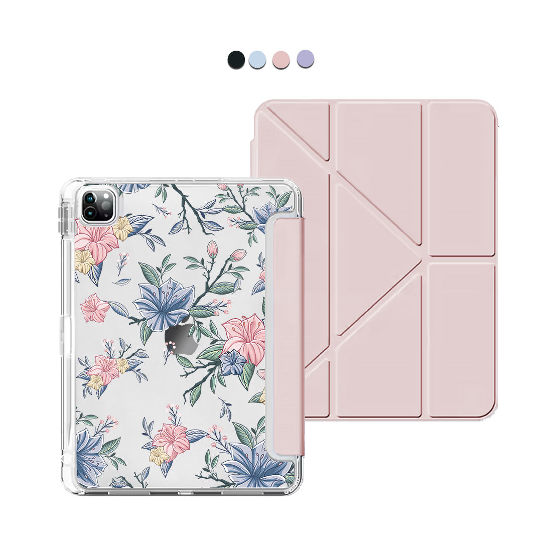 iPad Y-Fold Flip Cover - Pink & Blue Floral