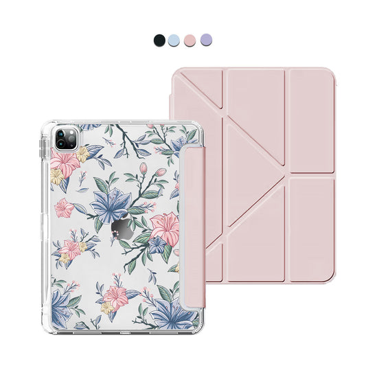 iPad Y-Fold Flip Cover - Pink & Blue Floral