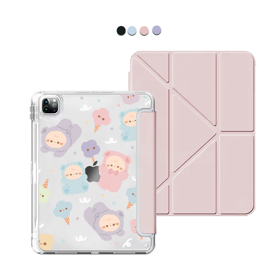 iPad Y-Fold Flip Cover - Cotton Teddy