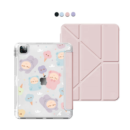 iPad Y-Fold Flip Cover - Cotton Teddy
