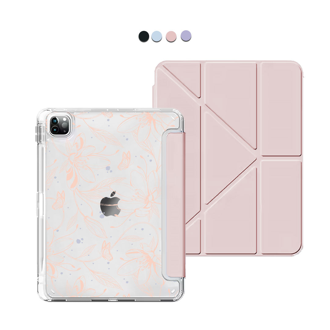 iPad Y-Fold Flip Cover - Sketchy Flower & Butterfly 1.0