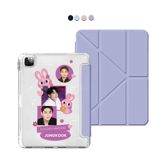 iPad Y-Fold Flip Cover - Face Grid Bunny