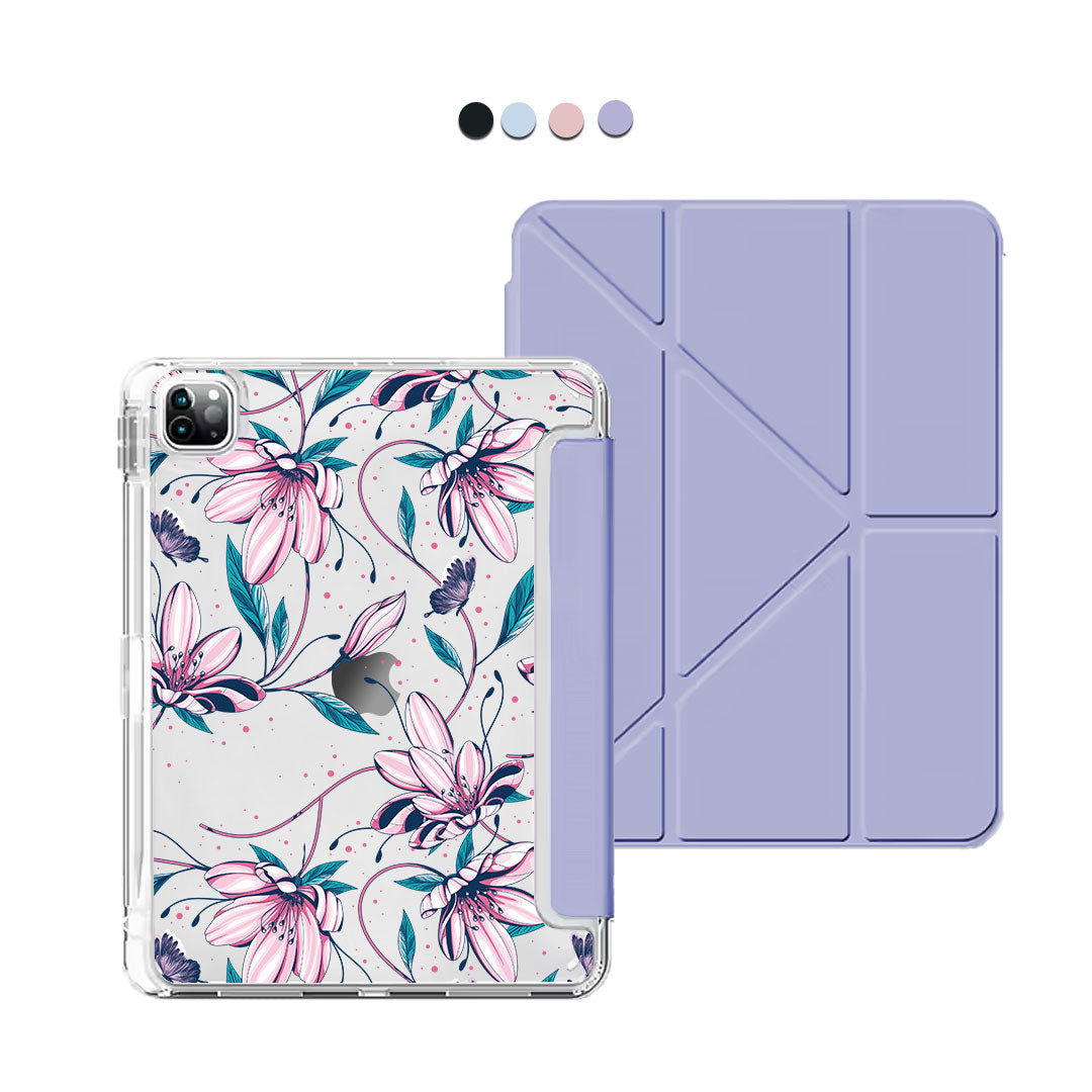 iPad Y-Fold Flip Cover - Pink Tulip