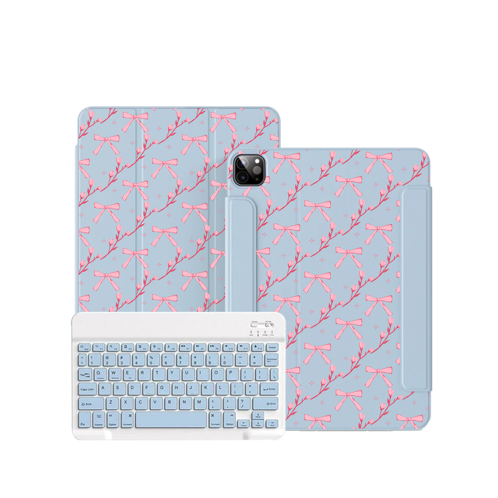 ฝาพับคีย์บอร์ดไร้สายสำหรับ iPad / Android - ลาย Coquette Floral
