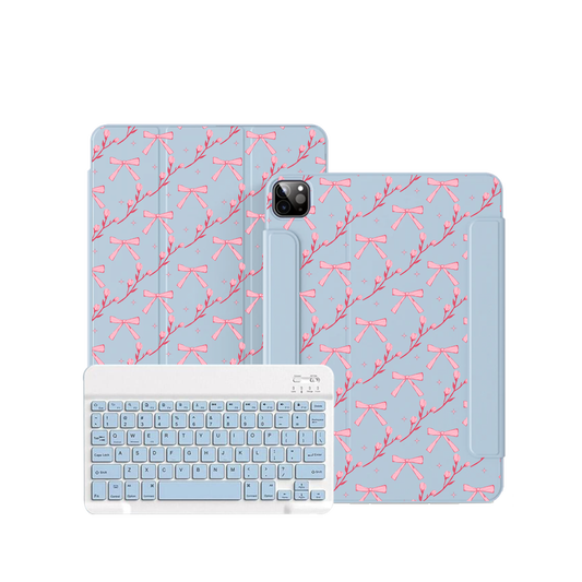 ฝาพับคีย์บอร์ดไร้สายสำหรับ iPad / Android - ลาย Coquette Floral