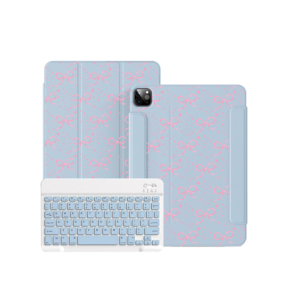 ฝาพับคีย์บอร์ดไร้สายสำหรับ iPad / Android - Coquette Glittery Bow