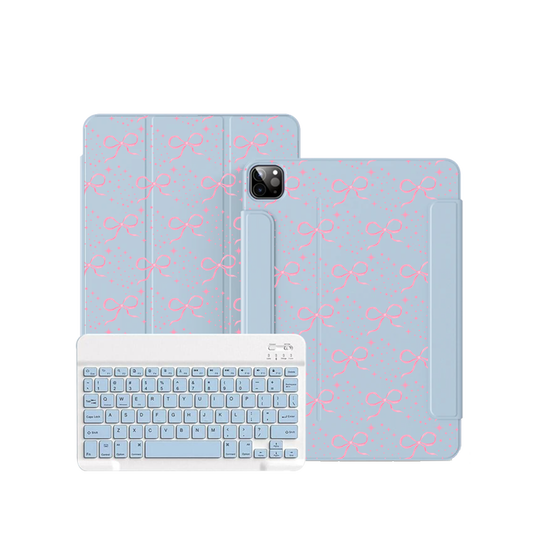 ฝาพับคีย์บอร์ดไร้สายสำหรับ iPad / Android - Coquette Glittery Bow
