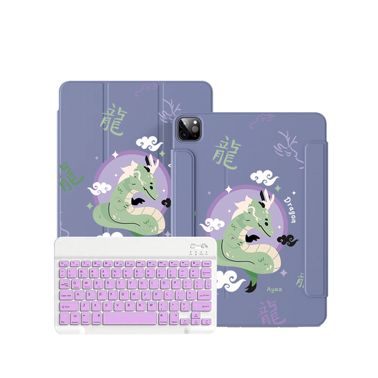 ฝาพับคีย์บอร์ดไร้สายสำหรับ iPad / Android - ลายมังกร (นักษัตรจีน / ชิโอ)