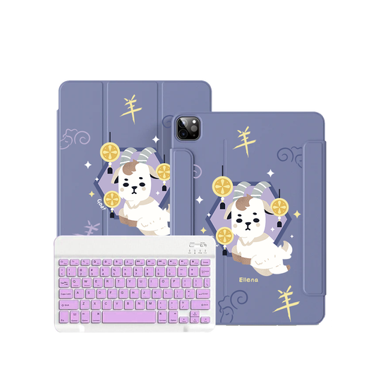 ฝาพับคีย์บอร์ดไร้สายสำหรับ iPad / Android - ลายแพะ (นักษัตรจีน / ชิโอ)