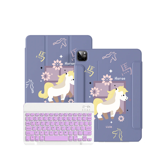 ฝาพับคีย์บอร์ดไร้สายสำหรับ iPad / Android - ม้า (นักษัตรจีน / ชิโอ)