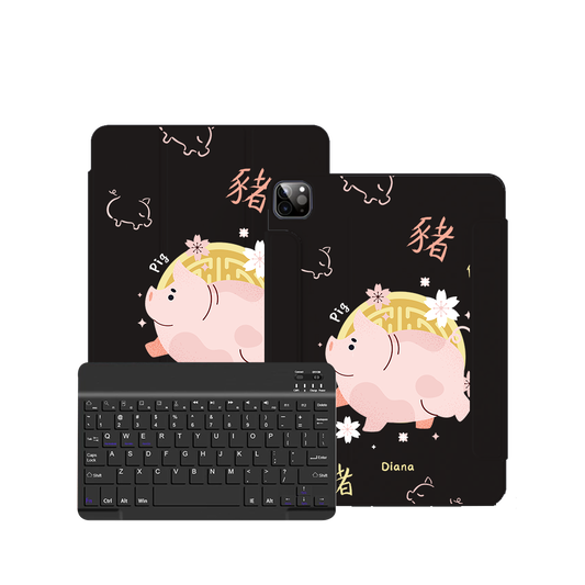 ฝาพับคีย์บอร์ดไร้สายสำหรับ iPad / Android - หมู (นักษัตรจีน / ชิโอ)
