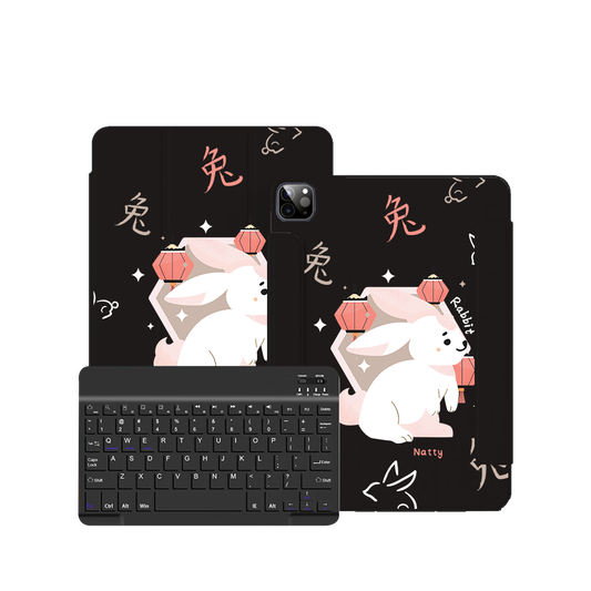ฝาพับคีย์บอร์ดไร้สายสำหรับ iPad / Android - กระต่าย (นักษัตรจีน / ชิโอ)