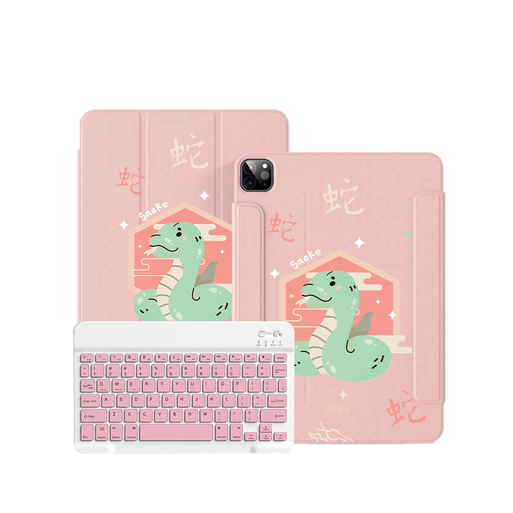 غطاء قابل للطي بلوحة مفاتيح لاسلكية لأجهزة iPad / Android Tab - ثعبان (برج صيني / شيو)