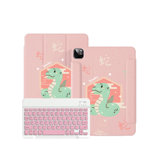 ฝาพับคีย์บอร์ดไร้สายสำหรับ iPad / Android Tab - ลายงู (นักษัตรจีน / ชิโอ)
