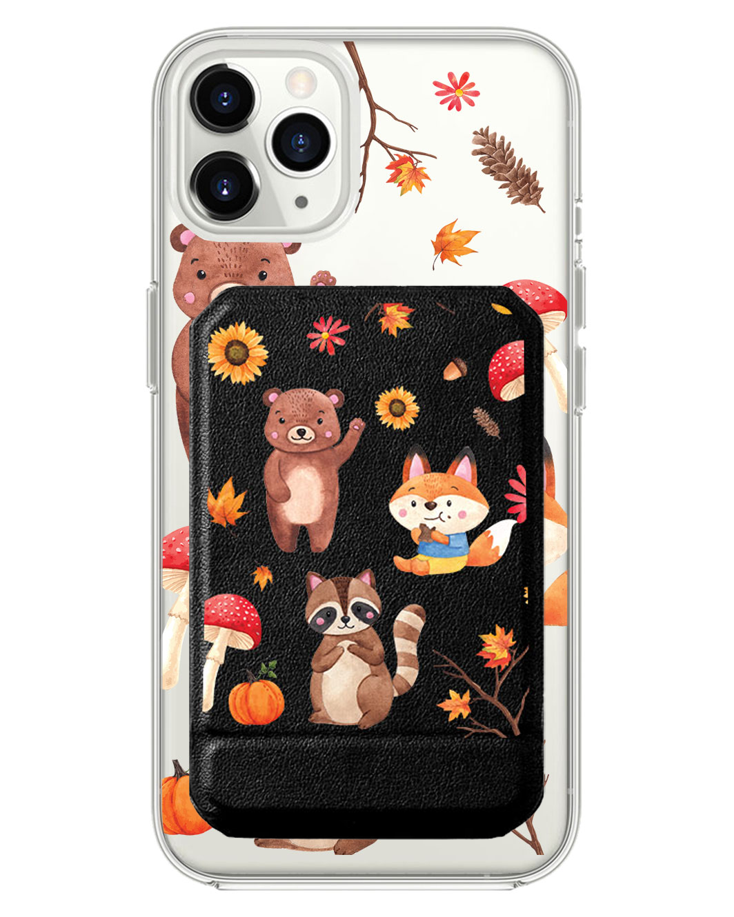 iPhone Magnetic Multifold Wallet - Autumn Animals
