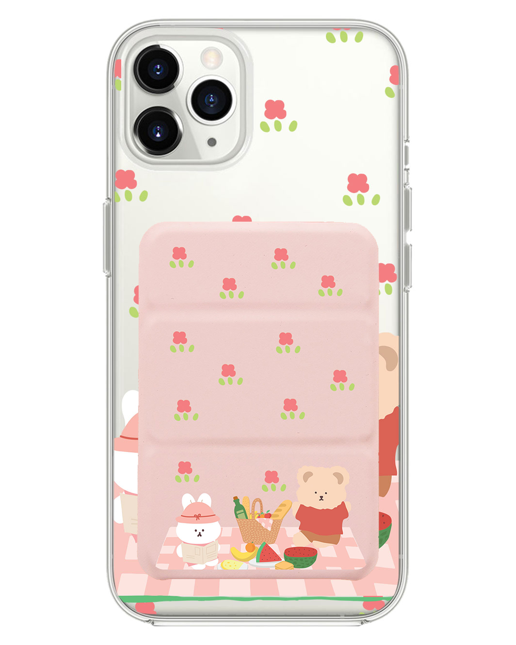 iPhone Magnetic Trifold Wallet Case - Picnic Pink