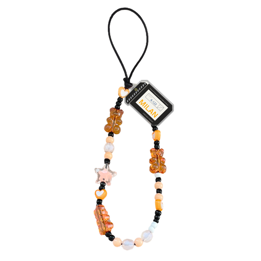 Beaded Strap with Acrylic Charm  - Luggage Tag