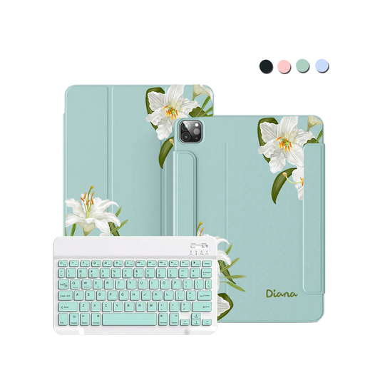 ฝาพับคีย์บอร์ดไร้สายสำหรับ iPad / Android Tab - เดือนพฤษภาคม ดอกลิลลี่ออฟเดอะวัลเลย์