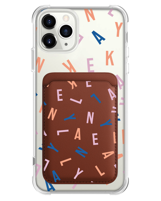 iPhone Magnetic Wallet Case - Custom Monogram 1.0 Rainbow