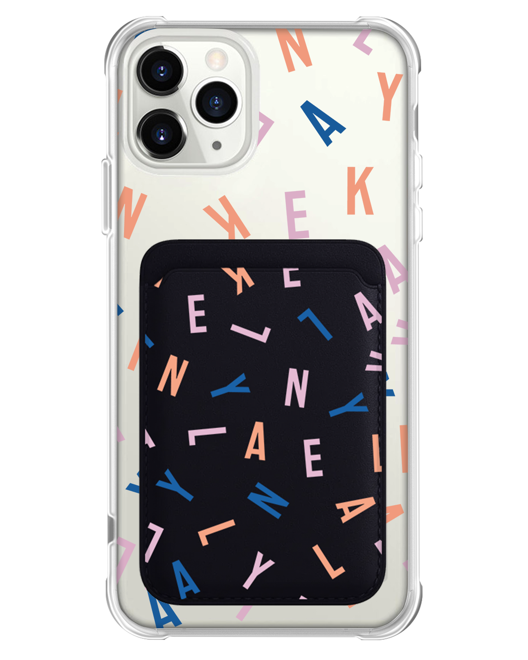 iPhone Magnetic Wallet Case - Custom Monogram 1.0 Rainbow