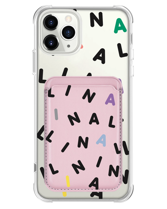 iPhone Magnetic Wallet Case - Custom Monogram 2.0 Black