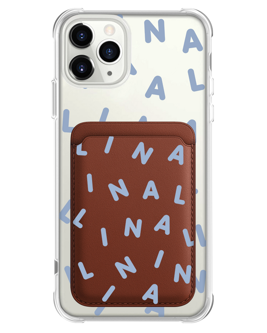 iPhone Magnetic Wallet Case - Custom Monogram 2.0 Blue