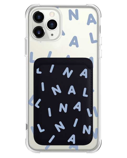 iPhone Magnetic Wallet Case - Custom Monogram 2.0 Blue