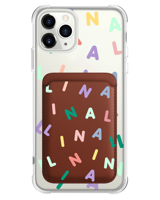 iPhone Magnetic Wallet Case - Custom Monogram 2.0 Rainbow