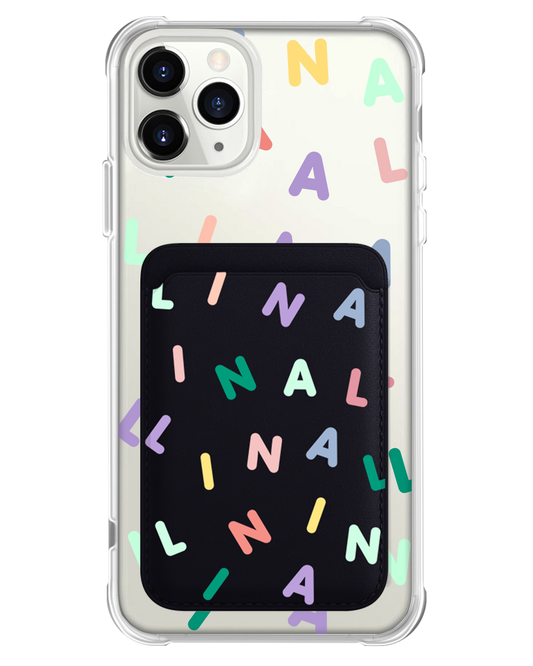 iPhone Magnetic Wallet Case - Custom Monogram 2.0 Rainbow