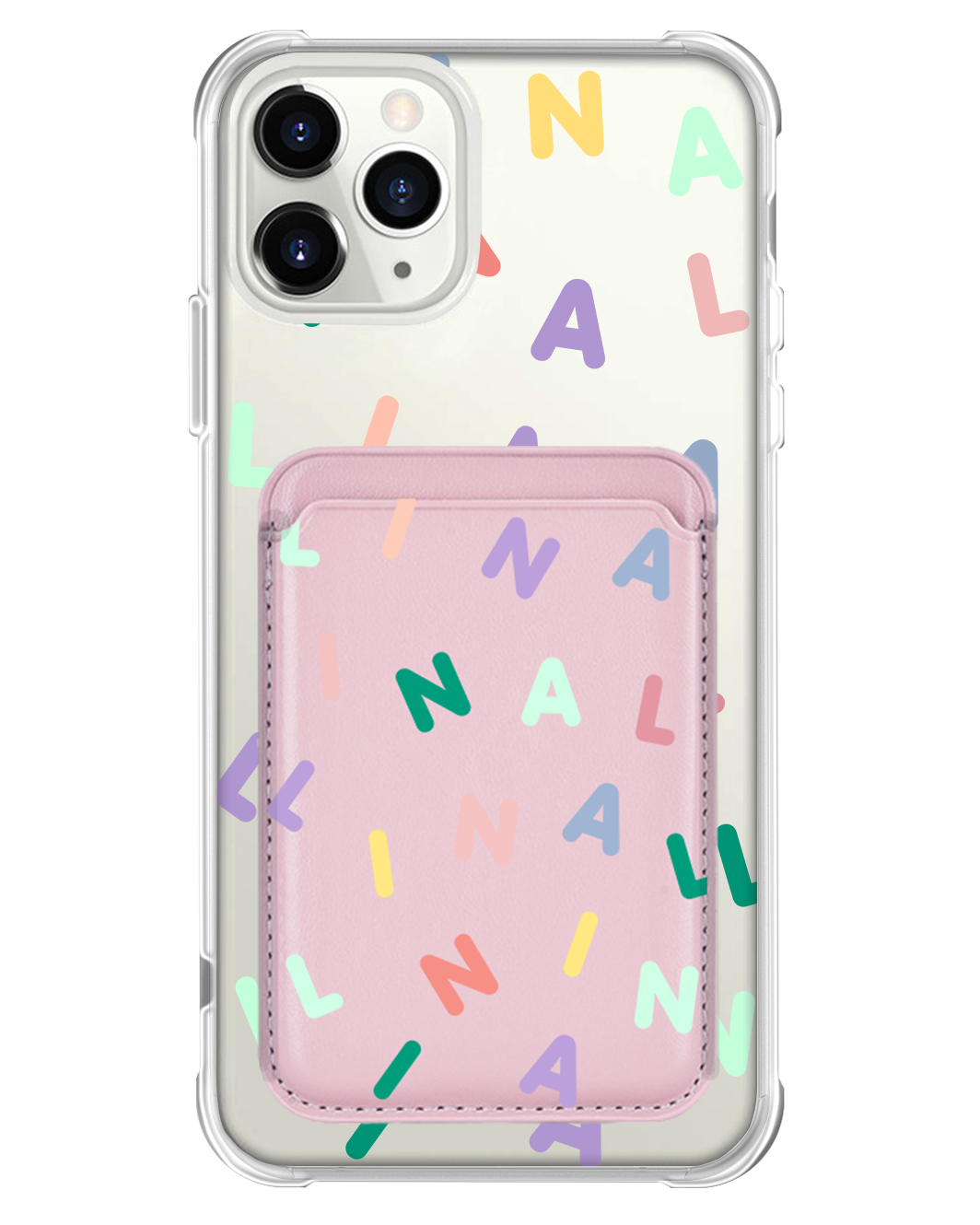 iPhone Magnetic Wallet Case - Custom Monogram 2.0 Rainbow