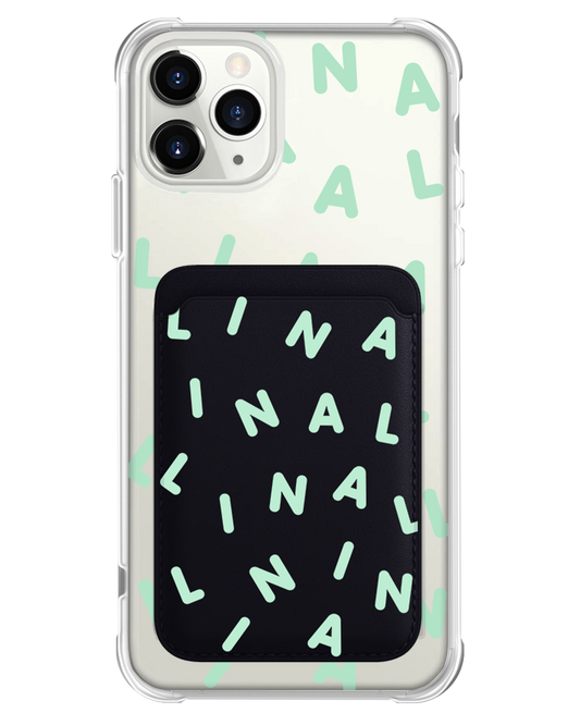 iPhone Magnetic Wallet Case - Custom Monogram 2.0 Tosca