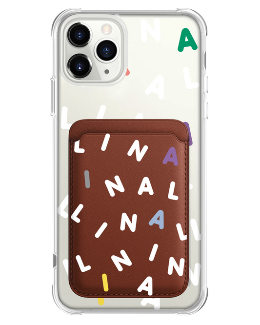iPhone Magnetic Wallet Case - Custom Monogram 2.0 White