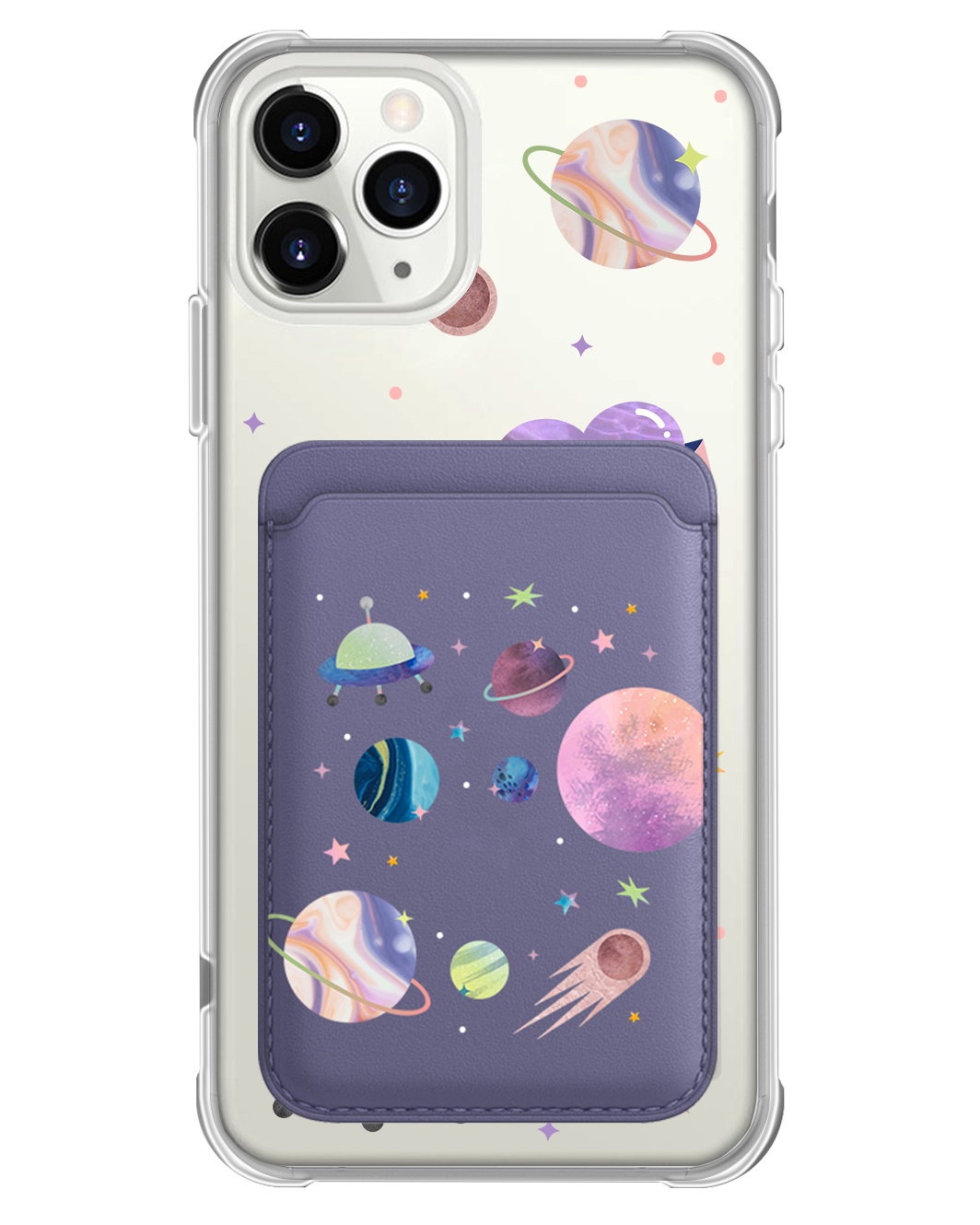 iPhone Magnetic Wallet Case - Pink Planet