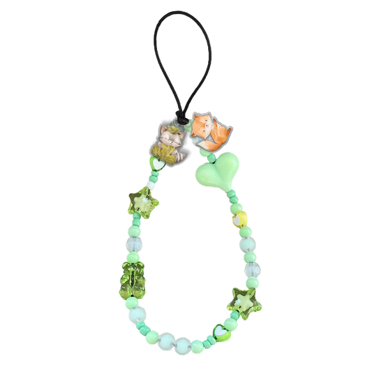 Beaded Strap with Acrylic Charm  - Racoon & Friends