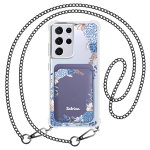 Android Magnetic Wallet Case - Blue Florals