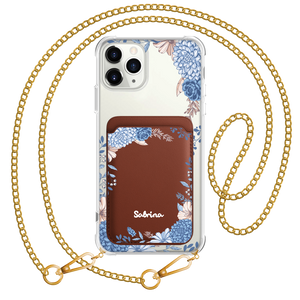 iPhone Magnetic Wallet Case - Blue Florals